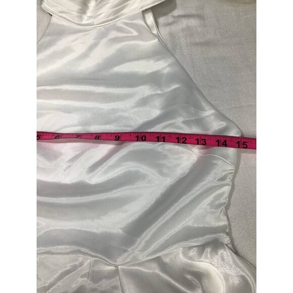 LULU'S Sz S Lifetime of Romance Ivory Satin Backless Wide-Leg Jumpsuit NEW B92 - Picture 8 of 10